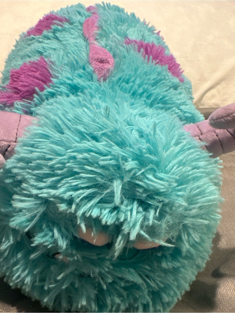 Sully from Monsters Inc Turquoise and Purple Pillow